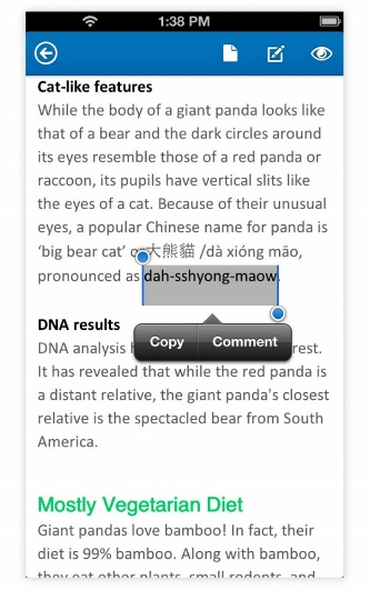 Highlighting a piece of text in a document